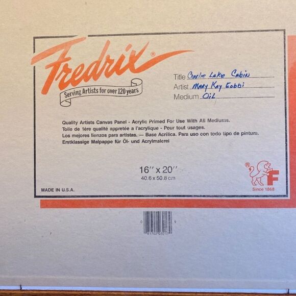 Charlie Lake Cabin Oil Painting By Artist Mary Kay Eobbi 16” x 20” - Picture 4 of 4